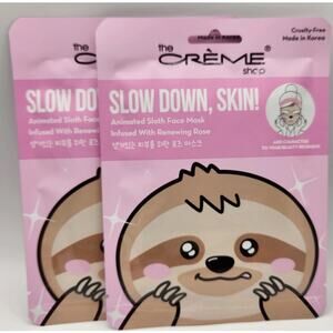 The Crème Shop Animated Sloth Face Mask, Korean, Hydrate, Anti-Aging, 2 Pack